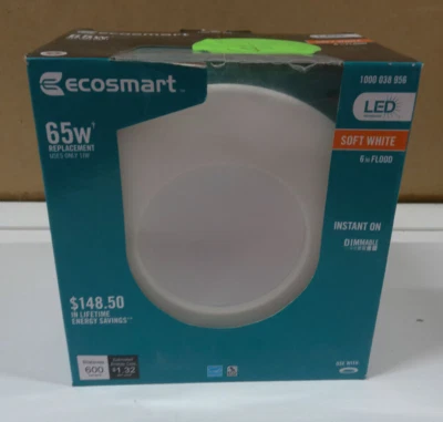 EcoSmart LED Soft White 65W 6in Flood Standard Retrofit Downlight - Image 1 of 4