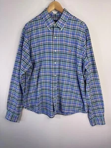 Ralph Lauren Herren Hemd mit Knopfleiste kariert blau grün weiß farbig Pony Gr. L - Bild 1 von 7