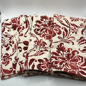 Lauren Ralph Lauren Stoff Dinner Servietten Rot Blumen Creme Baumwolle 20 x 20" Neu ohne Etikett - Bild 1 von 3