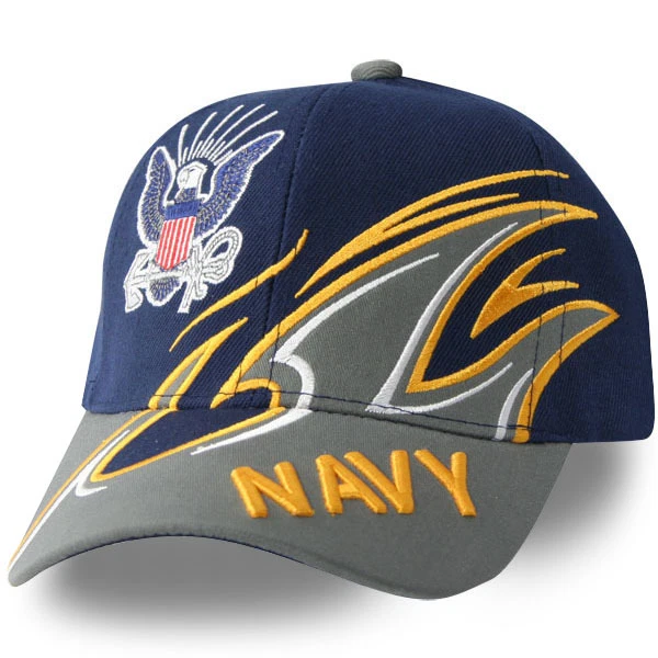 NAVY SHARK FIN  DIRECT EMBROIDERED CREST EAGLE   LOGO   MILITARY HAT CAP  - Image 1 of 1