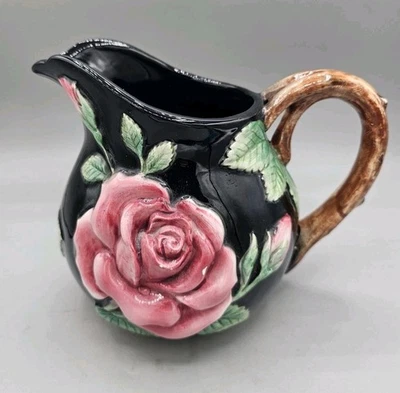 Jarra Fitz and Floyd Midnight Rose 1987. 7"T 3D pintado a mano usado en excelente estado  Foto 1 de 4