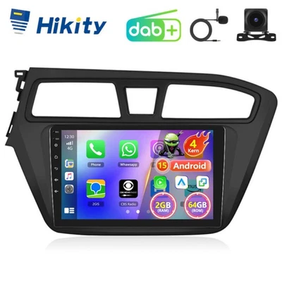 DAB+ 64GB 9" CarPlay Android 15 Autoradio Für Hyundai i20 GB 15-17 GPS Navi RDS - Bild 1 von 4
