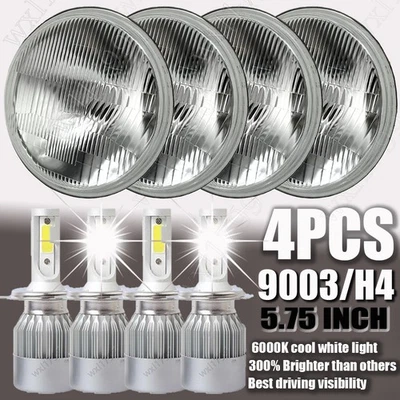 4pcs 5.75" LED Headlights Hi/Lo Beam For Lincoln Continental 1961-1969 - Image 1 of 4