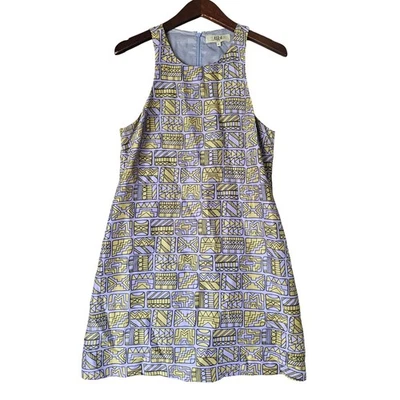 Tibi New York Sleeveless Silk Mini Purple Multi Geometric Racerback Dress Size 6 - Image 1 of 4