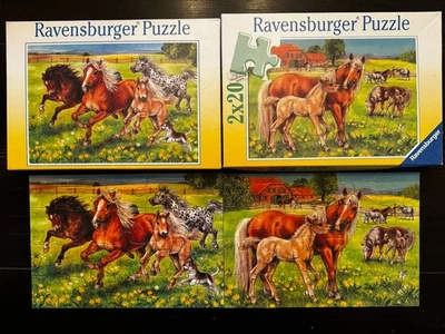 Ravensburger Puzzle Kids 2 x 20 Horses Age 4+ At The Paddok 2 Puzzles from 2001 - Image 1 of 4
