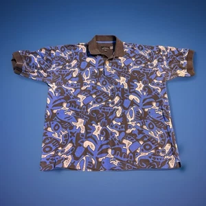 Vintage Greg Norman Golf Polo Größe L Geometrisch Abstrakt 90er Blau - Bild 1 von 4