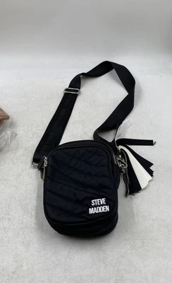 Steve Madden Womens Black Adjustable Strap Classic Travel Side Crossbody Bag - Image 1 of 4