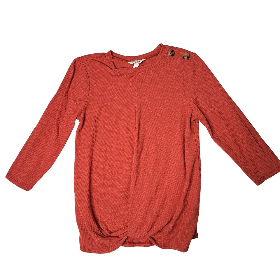 Speechless Top Kids XL девочек футболка оранжевый ребристый Twist спереди кнопка плеча - Изображение 1 из 4