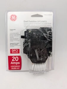 GE Q-Line 20 Amp einpoliger Doppelfunktions-Störlichtbogen-/GFCI Schutzschalter (Bandrückstand) - Bild 1 von 7