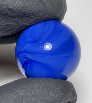 VTG Deep Blue Glass Swirl Toy Marble .63 Inches Akro Alley Christensen Peltier - Image 1 of 4