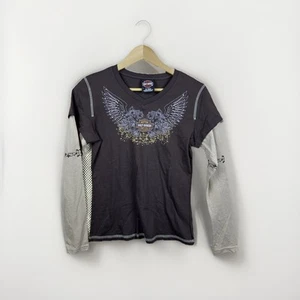 Harley Davidson Shirt Womens Medium Y2K Long Sleeve 2007 Affliction - Picture 1 of 5