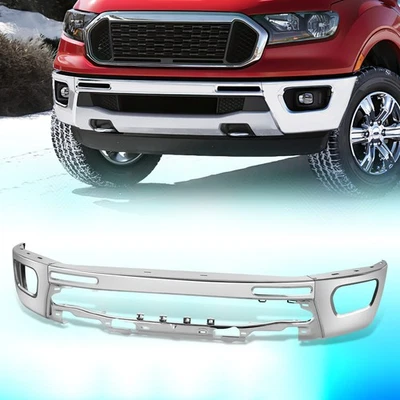Barra frontal de parachoques para Ford Ranger 2019-2024 sin orificios de sensor acero cromado Foto 1 de 4