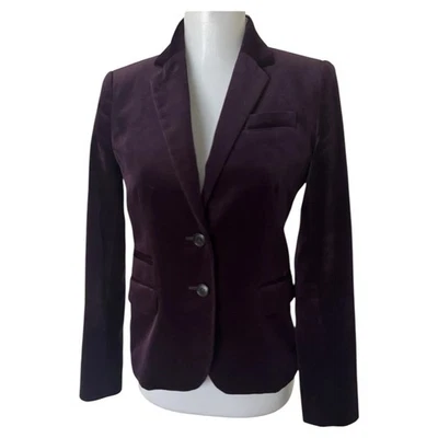 J Crew Schoolboy 天鹅绒西装外套内衬女式 0 码紫色 — 第 1/4 张图片