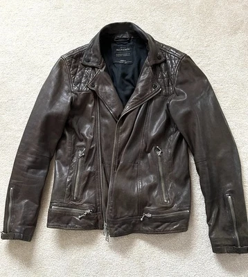 Stunning Dark Brown AllSaints Leather Jacket RRP £399 Great Condition 36 Chest - Image 1 of 4