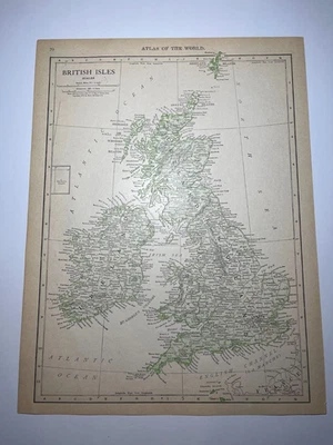 1905 «Зеленая» карта Британских островов fm 1912 новый атлас переписи см. описание - Изображение 1 из 3