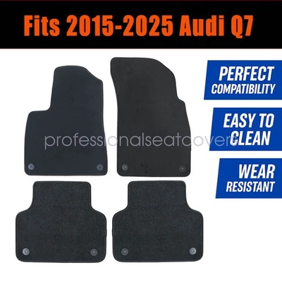 Front & Rear Floor Mats Carpet Waterproof Black Velour For 2015-2025 Audi Q7 - Image 1 of 4