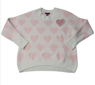 Suéter Vince Camuto Cuello Redondo Corazón, Talla Grande Rosa Crema Nuevo con Etiquetas Foto 1 de 4