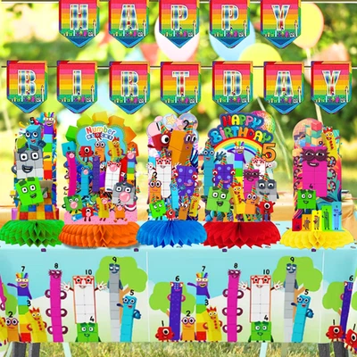 НОМЕРНЫЕ БЛОКИ Украшение Воздушный шар вечеринка баннер стол крышка тарелки чашки расходные материалы - Изображение 1 из 4