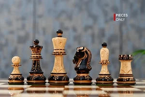1950 Dubrovnik Repro Chess Pieces V3.0 Lacquered Burnt & Boxwood 3.7" King - Picture 1 of 8