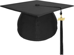 Graduation Cap with 2025 Tassel, Topper for High School Bachelor Master Black  - Picture 1 of 6