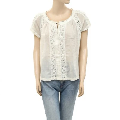 Camisa Blusa Top Algodón Marfil Verano Odd Molly Anthropologie Encaje S-1 NUEVA 257218 Foto 1 de 4