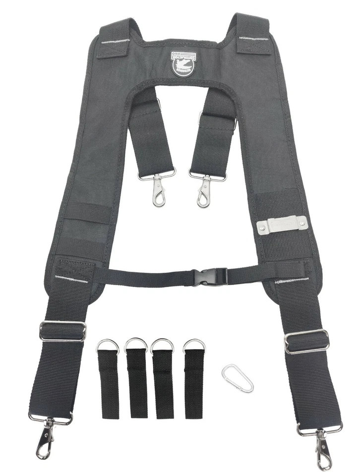 Gatorback B616 Deluxe Suspenders for Tool Belts. Suspenders + 4pk Loop Adapters