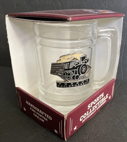 PURDUE BOILERMAKERS COLLECTOR OFFICIAL GLASS MUG HANDCRAFTED FINE PEWTER EMBLEM Cover