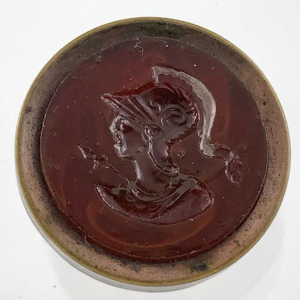 Latón macizo con cera de vidrio tipo sello botón de ropa patrón de caballero de 0,75 pulgadas 295B Foto 1 de 4