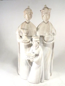 Estatuilla Navidad Vacaciones 3 Reyes Ofrenda Regalos Imitación Madera Luz Mancha 13" - Imagen 1 de 5