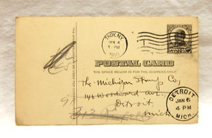 UX20 WILLIAM McKINLEY POSTAL CARD ONE CENT POSTMARKED 1910