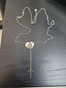 collana rosario preghiera croce e cuore 22x22 mm fotoincisione personalizzata 45 - Imagen 1 de 7