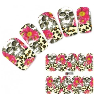 Nail Stickers Tattoo Nail Art Skull Flowers Stickers - Picture 1 of 2