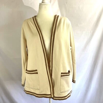 Cárdigan suéter para mujer frente abierto XL rayas preppy dinero antiguo academia nerd Foto 1 de 4