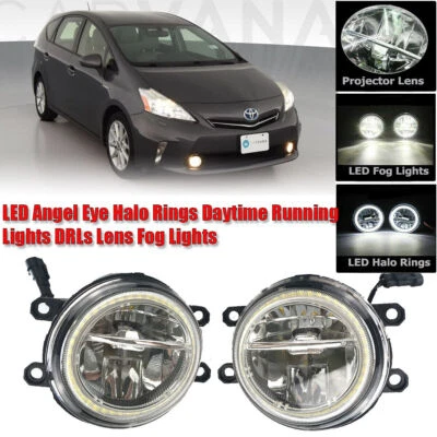 LED Fog Light Kit Angel Eye Rings DRL Daytime Running Lamp For Toyota Prius V - Image 1 of 4
