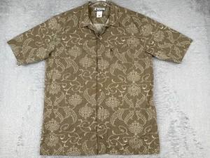 Columbia Shirt Mens Extra Large Tall Beige Floral Leaf 100% Cotton Hawaiian - Picture 1 of 17