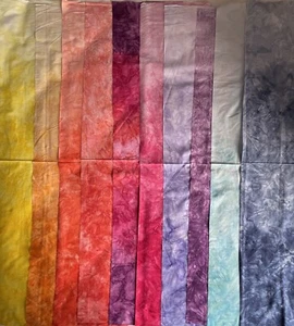 Batik Ombre, Multi colours, 10 x Long Quarters - Picture 1 of 11