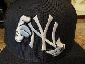 New York Yankees Disney Mickey Hands Baseball Hat Fitted Cap 7 7/8 - Picture 1 of 6