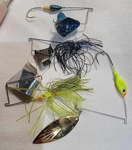 buzz bait top water spinner bait lot yellow blue black - Picture 1 of 9