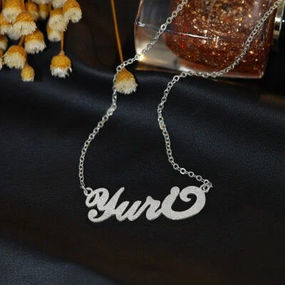 Personalized NamePlated Necklace Sterling Silver Nameplate Pendant Chain For Her - Image 1 of 4