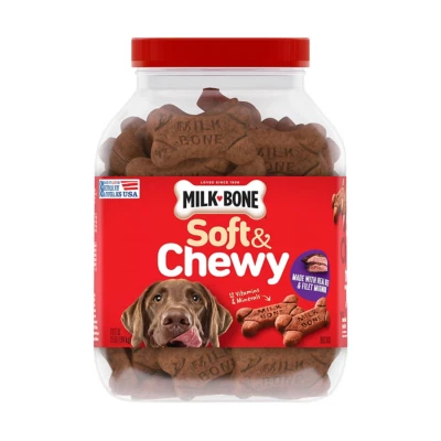 Golosinas suaves y masticables para perros con hueso de leche - carne de res y filete mignon con asado de mandril, 37 oz. Foto 1 de 4