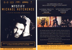 MICHAEL HUTCHENCE MYSTIFY FILM POSTCARDS X 2  - INXS