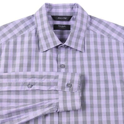 Camisa de Vestir Paul Smith Hecha en ITALIA Púrpura Gris Glen Cuadros 15.5 Foto 1 de 4