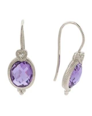 Pendientes colgantes JUDITH RIPKA de plata esterlina con topacio blanco y nanocristal lavanda Foto 1 de 4