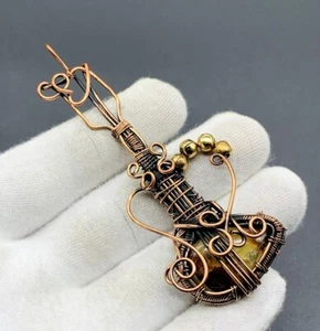 30 gm Jasper Gemstone Handmade Copper Wire Wap Jewelry Guitar 2.80" RR-813 - Imagen 1 de 1