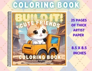 Cute Friends: Spiral Bound Coloring Book for Relaxation 25pgs - Thick Paper #012 - Picture 1 of 1