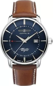 Zeppelin 84423 Men's Watch with Leather Strap Atlantic Series Quartz GMT Date - Picture 1 of 2