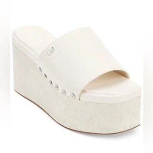 Dkny Alvy Studded Platform Wedge Slide Sandals - Eggnog, shoes 9.5 new - Picture 1 of 9