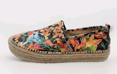 Alpargatas Candie's Estampado Tropical Zapatos Tejido Suela de Cáñamo Mujeres 8.5 Resort #166 Foto 1 de 4