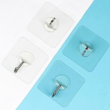 12Pcs Wall Hooks 13lb(Max) Transparent Reusable Seamless Self Adhesive Hooks New