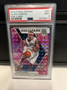 2019-20 Panini Mosaic Pink Camo Prizm HOF #287 Allen Iverson 76ers PSA 9 MINT B4 - Picture 1 of 4